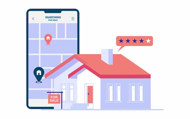 Premium Vector | Houses and apartments for buying and renting, real estate choosing with best rating property search